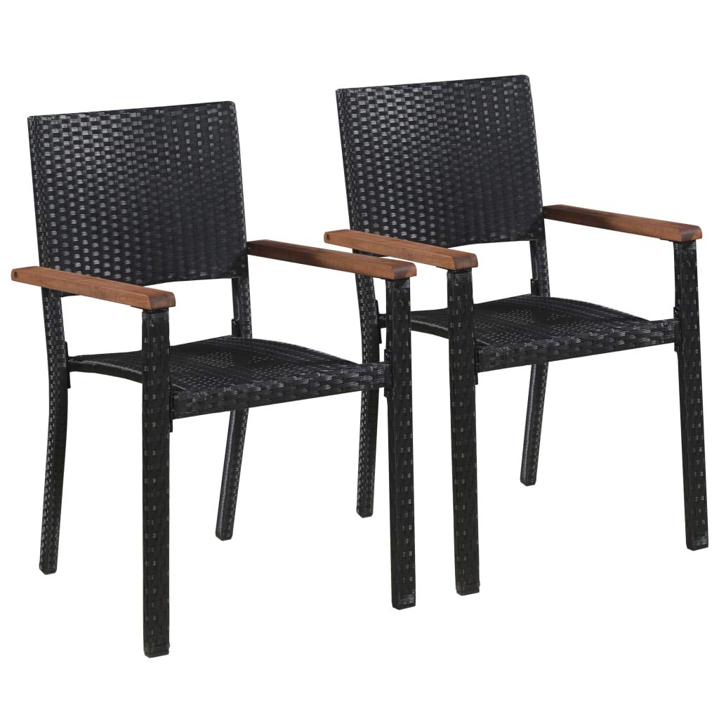 Outdoor Dining Chairs Set of 2 - Black Poly Rattan Patio Chairs for Camping, Poolside, Beach & Deck - Weather-Resistant Lawn Chairs (Fast Shipping) | Perfect for Backyard BBQs, Garden Parties & Outdoor Relaxation