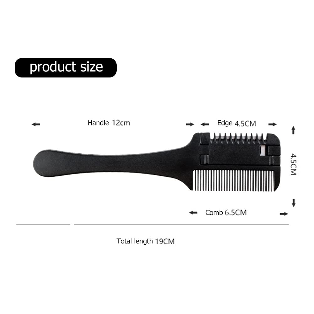 Double-Sided Haircut Scissors & Plastic Hair Comb Cutter with Stainless Steel Blade - Professional Hairdressing Trimmer & Hair Shaper Razor Comb for Women (Black) - Perfect for Salon Styling, Home Haircuts & DIY Hair Shaping