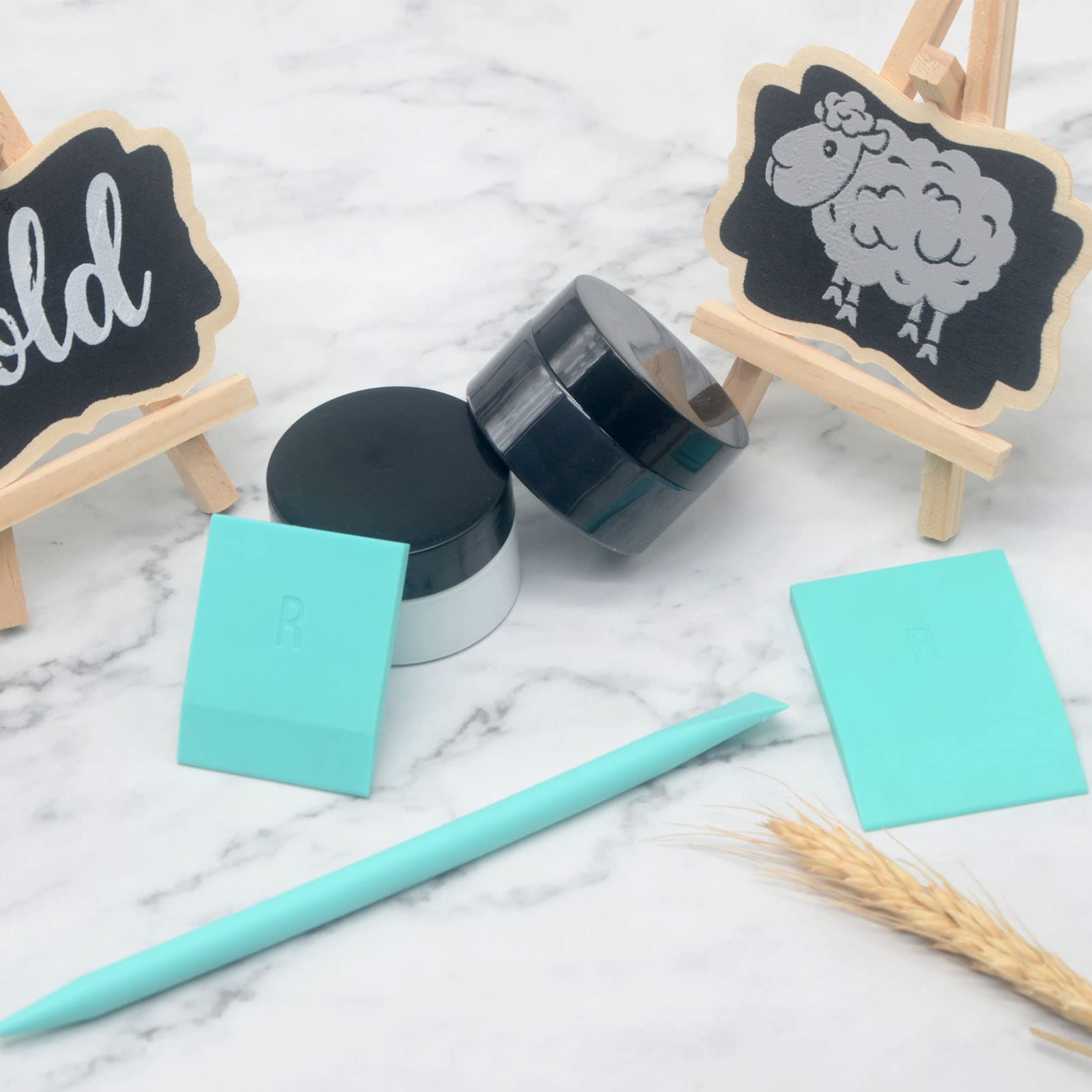 Reusable Self-Adhesive Chalk Stencil Paste & Screen Printing Ink Kit - 2 Cans Chalk Ink + 2 Squeegees for DIY Crafts, T-Shirt Printing & Home Decor Projects