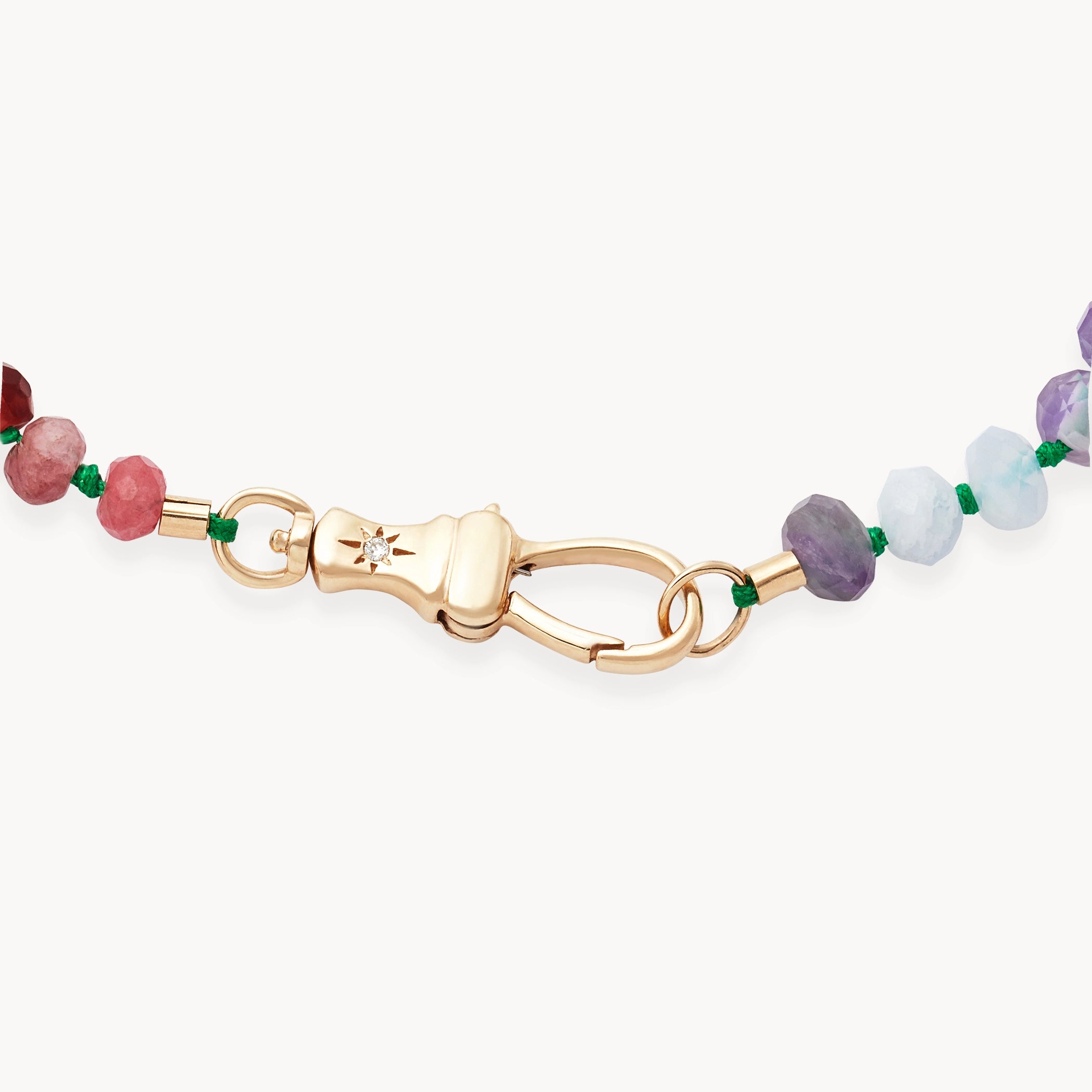 Shimmering Sun Multicolor Beaded Mood Bracelet - 10K Yellow Gold with Diamonds & Natural Gemstones | Adjustable for Daily Wear, Gift for Her, Yoga & Meditation Accessory