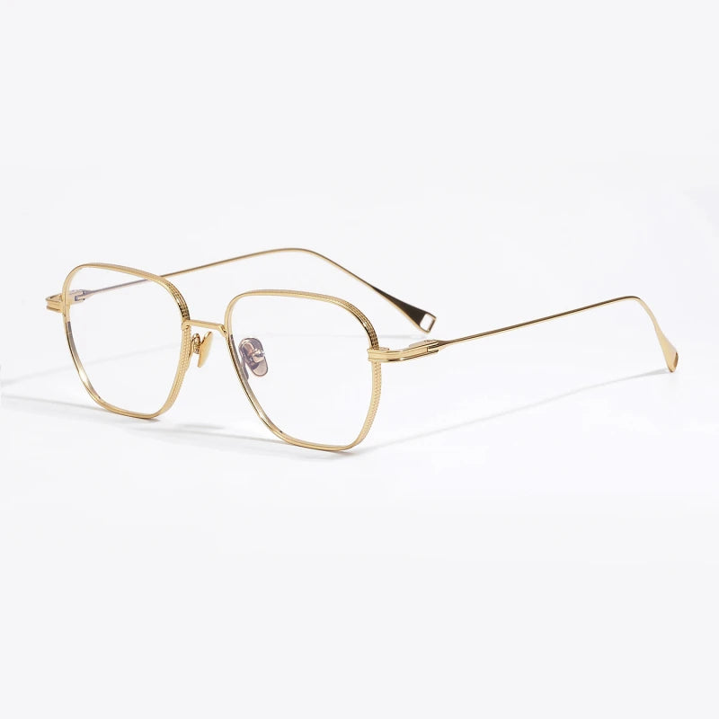 Unisex Black Titanium Square Polygon Full Rim Eyeglasses Frame 49013 - Stylish & Durable for Work, Reading & Fashion Accessories