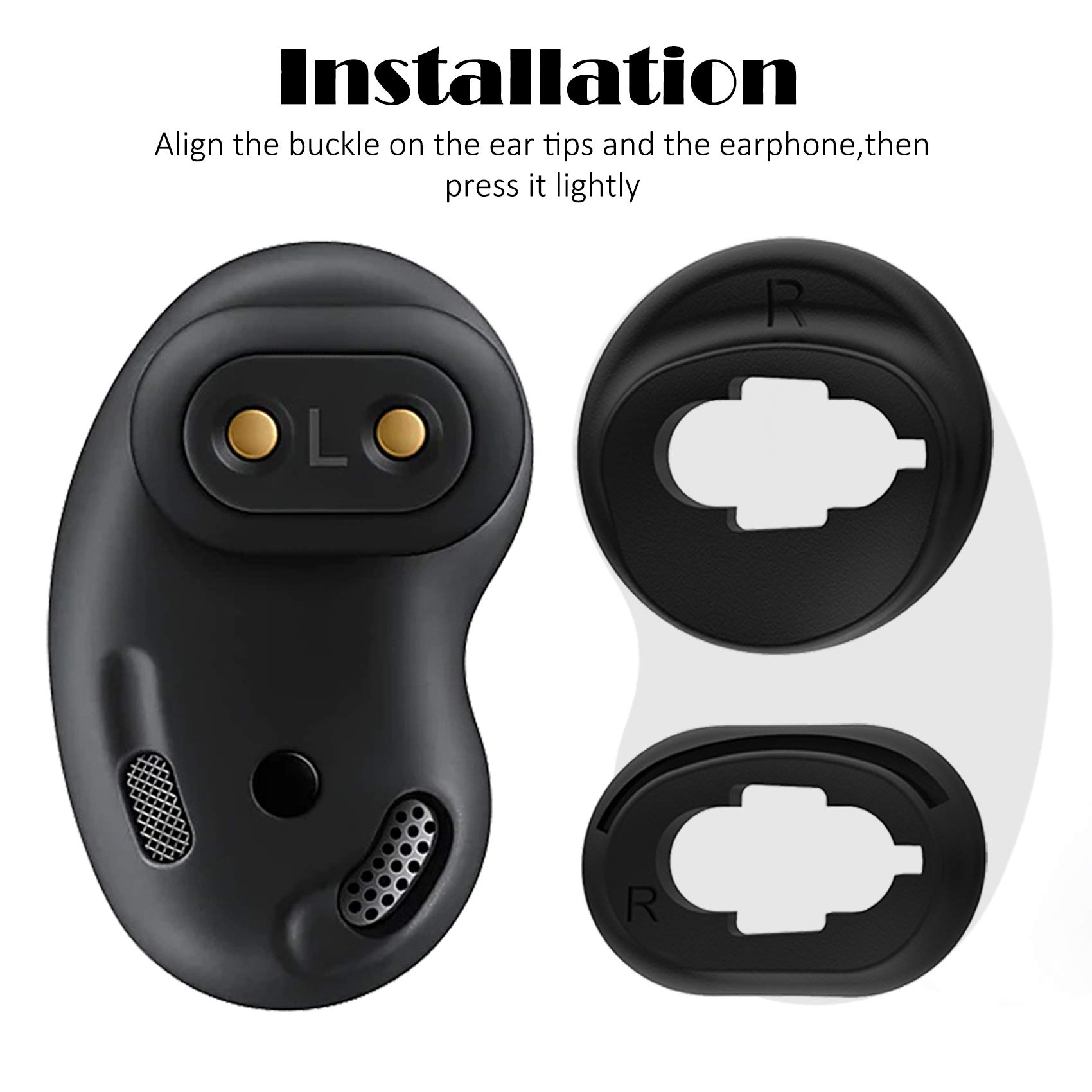 4 Pairs Black Silicone Ear Tips Replacement for Samsung Galaxy Buds Live - Noise Isolation Earbud Cushions - Perfect for Workouts, Commuting & Travel