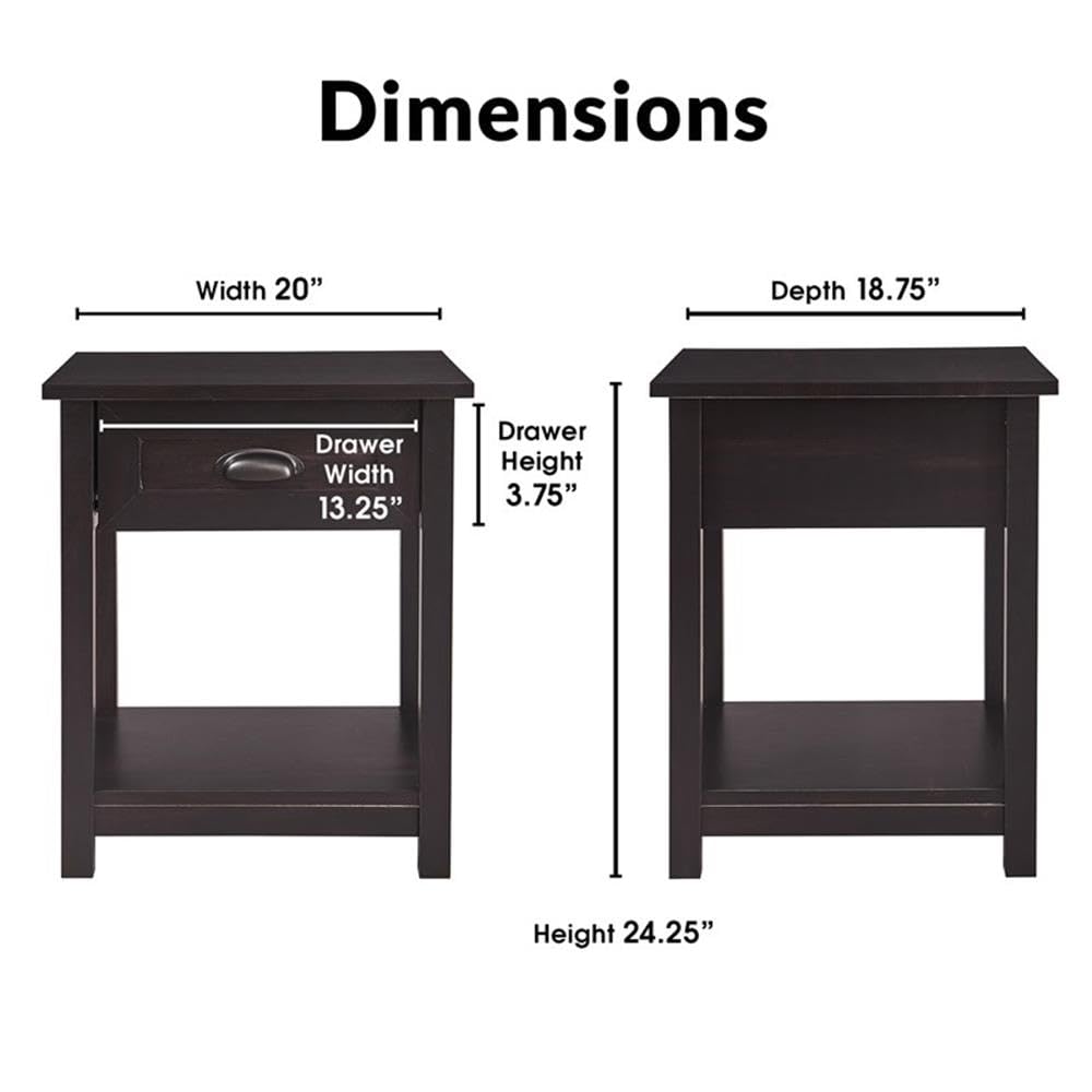 Bailey Wood Nightstand with Drawer - Modern Accent End Table for Bedroom & Living Room, Black - Perfect for Small Spaces, Storage & Stylish Home Decor