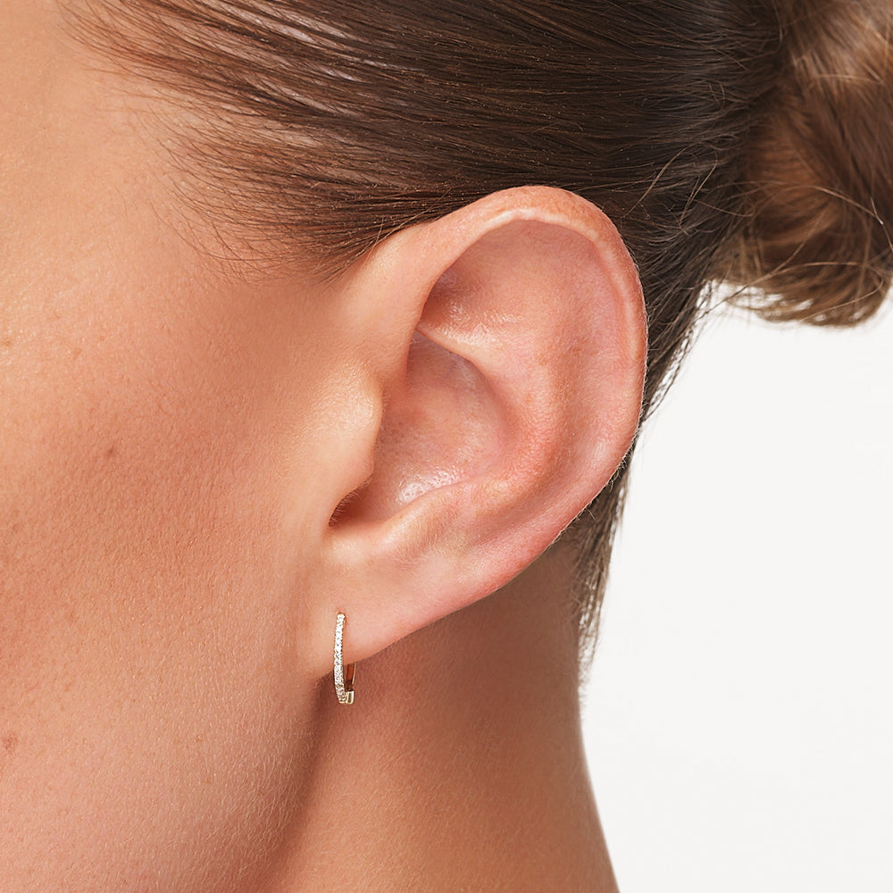 10k Gold Diamond Huggie Earrings for Women - Elegant & Dainty Hoop Earrings for Everyday Wear & Special Occasions