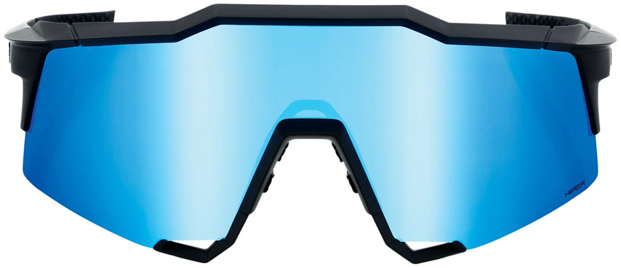 100% Speedcraft Polarized Sunglasses - Matte Black Frame with HiPER Blue Multilayer Mirror Lens - UV Protection for Driving, Running & Outdoor Activities