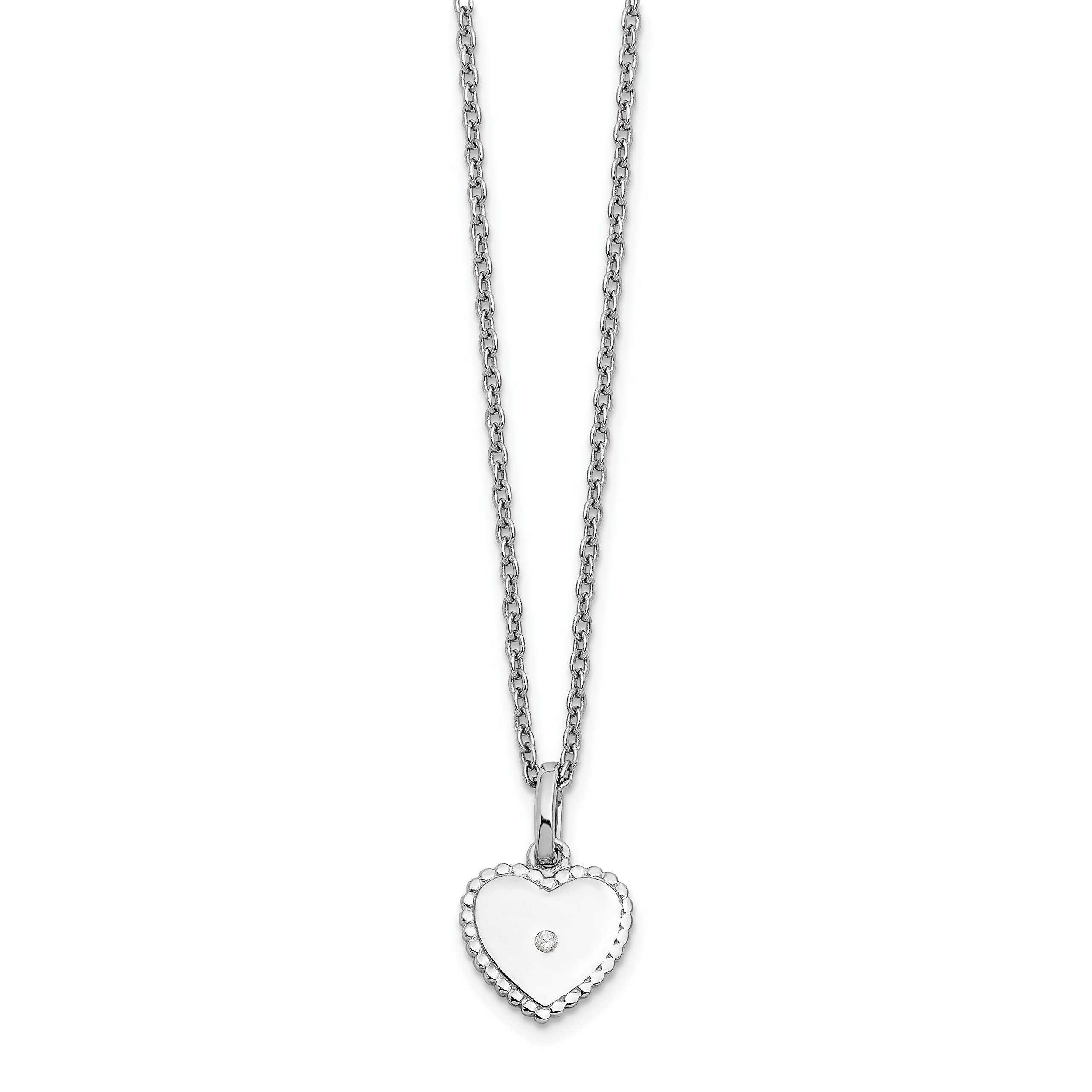 Sterling Silver White Ice Diamond Heart Pendant Necklace - 9x9mm, 18 Inches (0.01 cttw, I1-I3 Clarity, I-J Color) - Perfect for Valentine's Day, Anniversary & Romantic Gifts