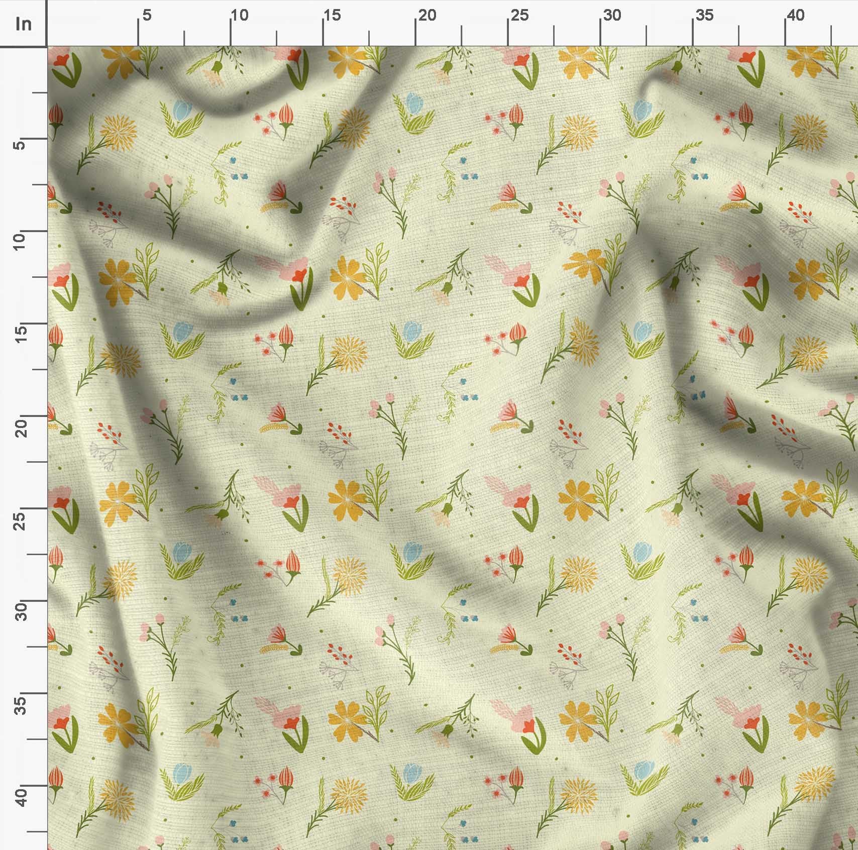 Soimoi Moss Georgette Yellow Fabric by The Yard - 42 Inch Wide Artistic Leaf & Floral Printed Fabric for Dresses, Curtains & DIY Fashion Projects - Elegant & Trendy Home Decor & Crafting Material