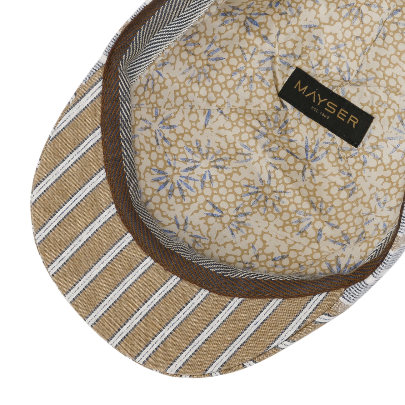 Mayser Paddy Two Stripes Cotton Flat Cap - Classic Men's Hat for Casual, Golf & Outdoor Activities