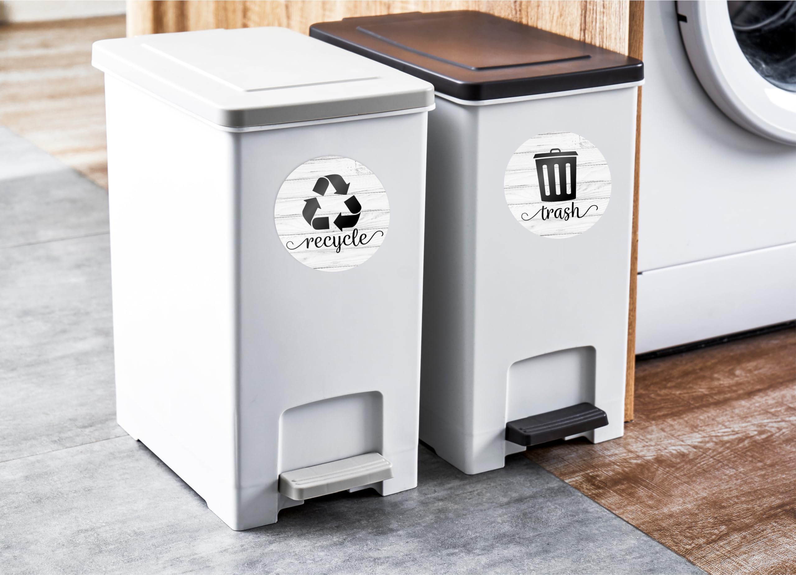 Farmhouse Style Recycling Stickers for Trash Cans - 3.5