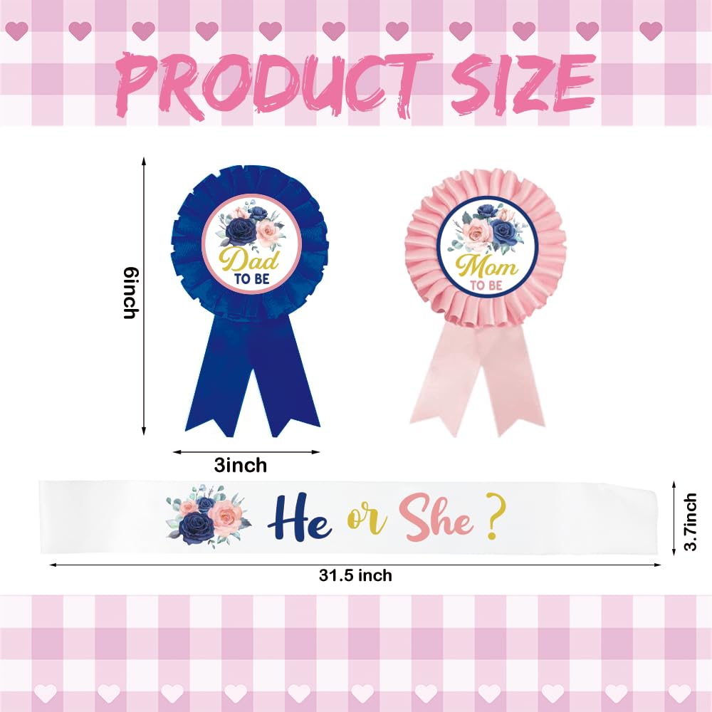 Baby Shower Sash & Badge Set for Gender Reveal - New Mom Gift
