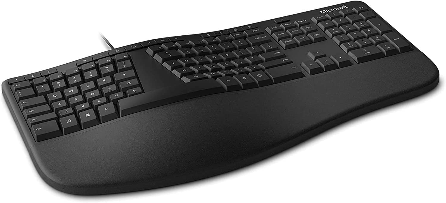 Microsoft Ergonomic Keyboard for Business - Wired USB Keyboard (LXM-00001) | Comfort Typing for Office, Home & Gaming | Reduce Wrist Strain & Improve Posture