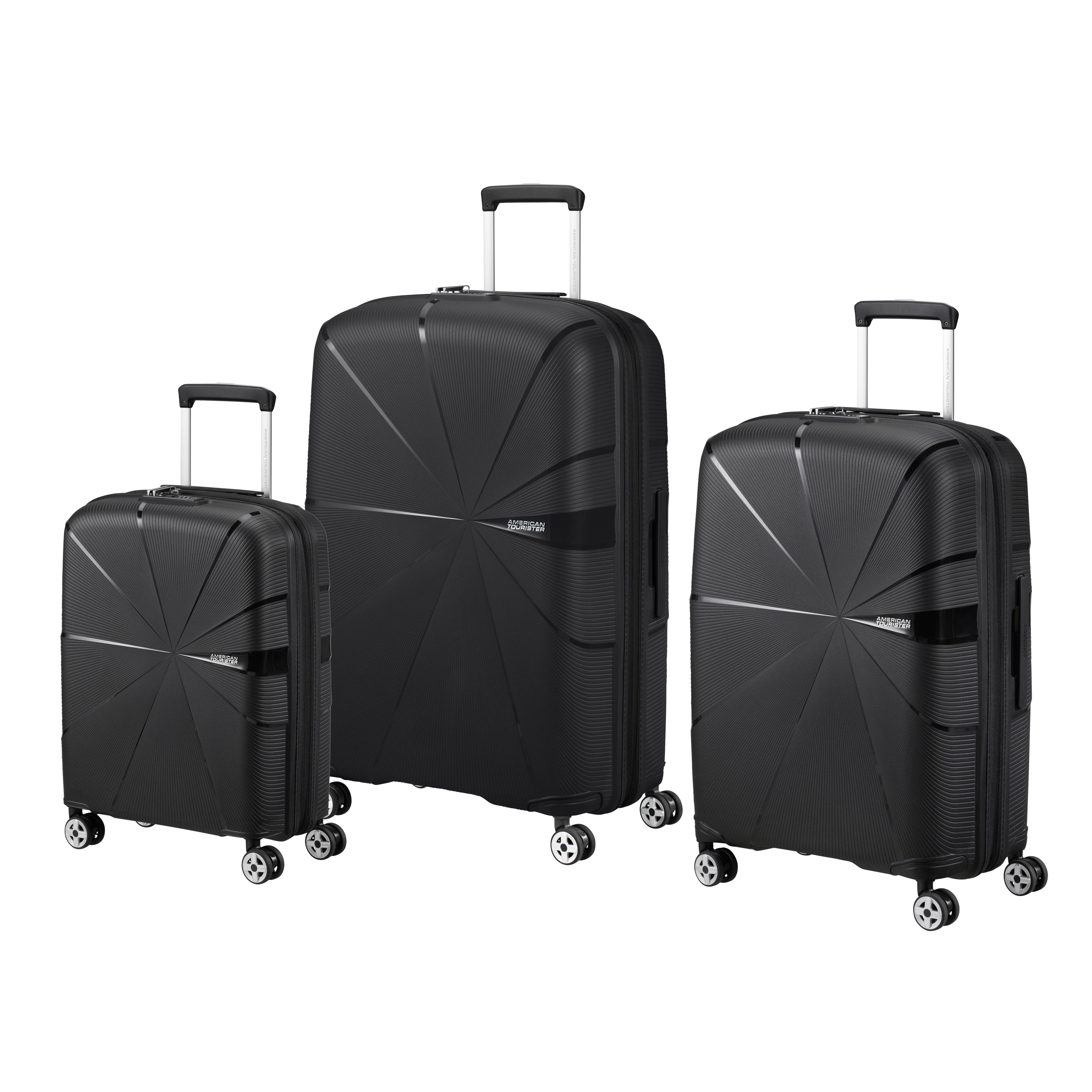 American Tourister StarVibe 3-Piece Expandable Spinner Luggage Set - Lightweight Suitcase for Travel, Business Trips & Family Vacations | Durable Hardshell Luggage with 360° Wheels