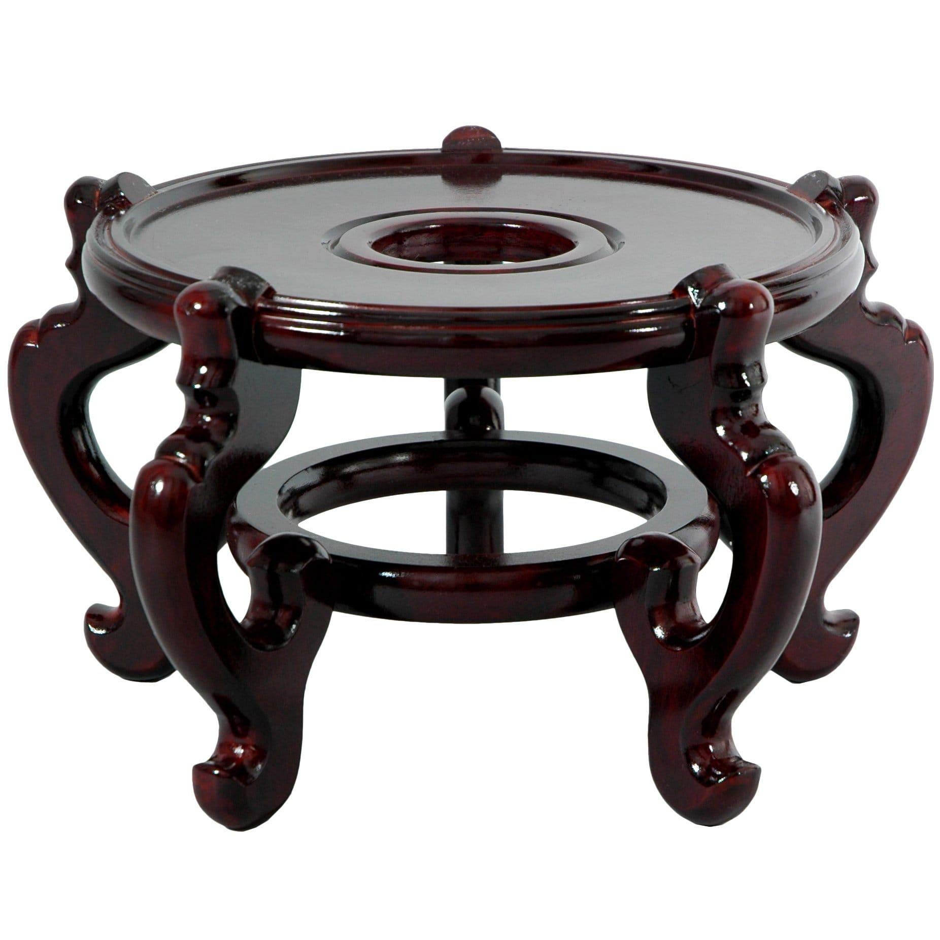 Antique Vintage Brown Wooden Fishbowl Planter Stand - Handmade 5-Leg Round Base for Vases, Fish Bowls & Plants - 8.5 Inch - Perfect for Home Decor, Aquariums & Indoor Gardening