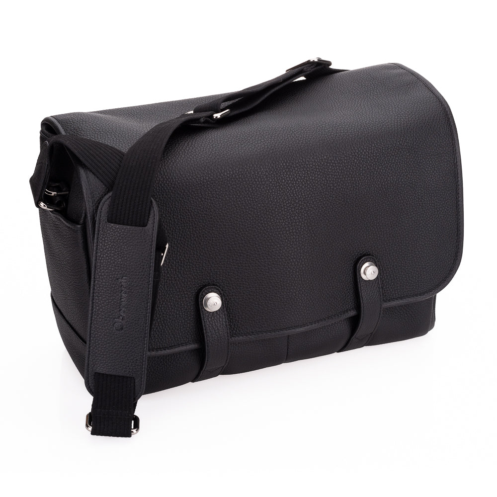 Oberwerth Richard 2 X-Large Genuine Leather Camera Bag & Business Briefcase - Black with Red Interior Lining - Professional DSLR Gear Storage & Stylish Work Commuter Bag