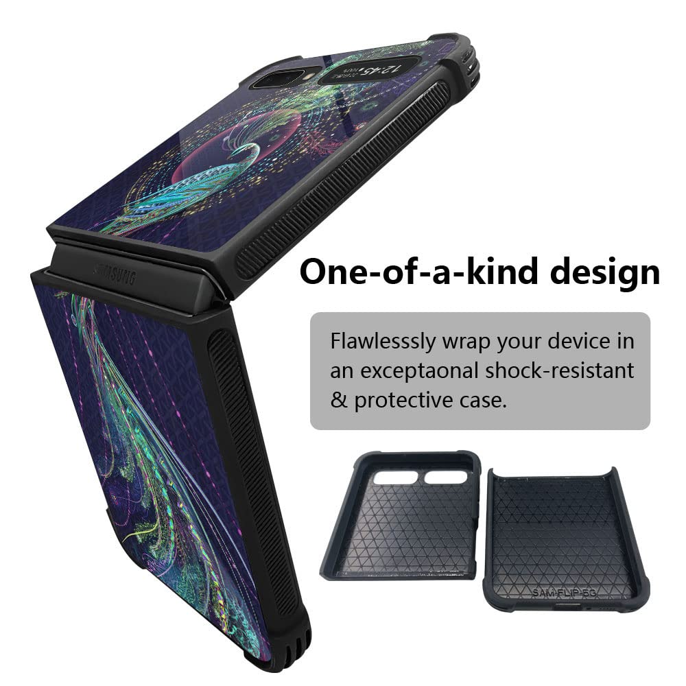 Samsung Galaxy Z Flip 5G Case with Military-Grade Protection | Shockproof & Anti-Scratch Phone Cover | Stylish Peacock Design | Perfect for Outdoor Adventures & Daily Use