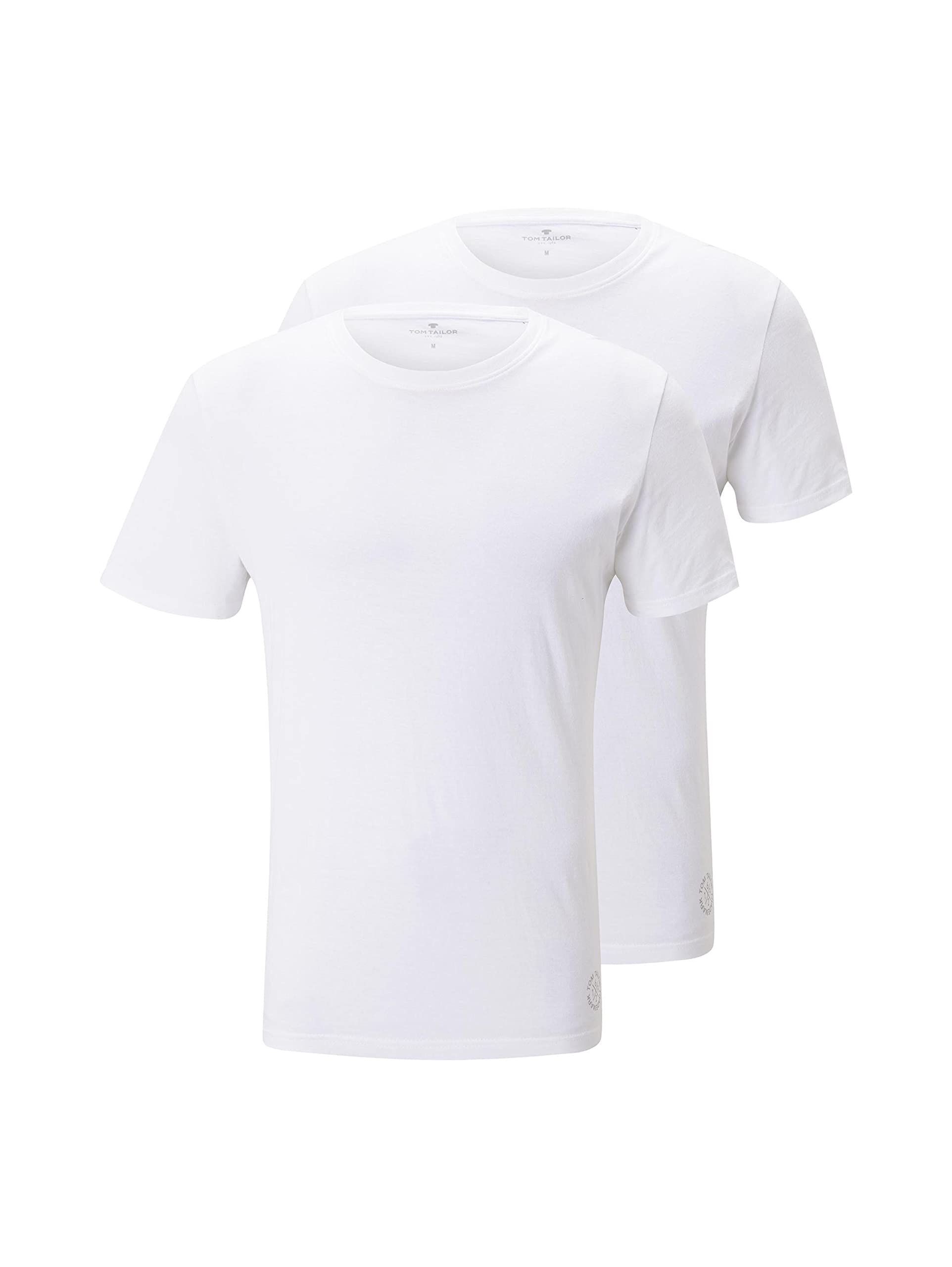 Tom Tailor Men's Crew Neck T-Shirt - Double Layer Comfort Fit Casual Tee in White & Black | Perfect for Everyday Wear, Gym & Street Style