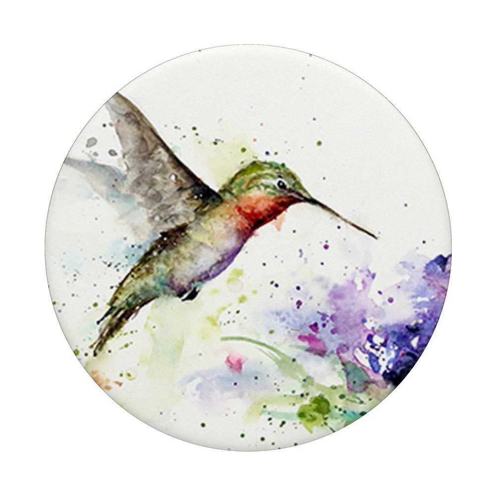 Swappable PopGrip with Cute Hummingbird Watercolor Design - Phone & Tablet Grip for Secure Hold | Perfect for Everyday Use, Commuting, and Hands-Free Selfies