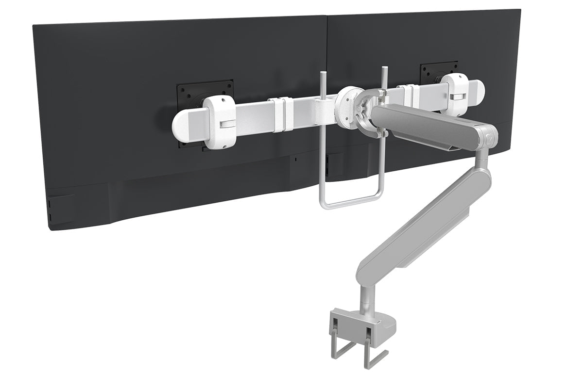 Zgo Adjustable Single Arm Monitor Stand with Crossbar for Dual Screen Setup - Perfect for Home Office, Gaming, and Workspace Ergonomics