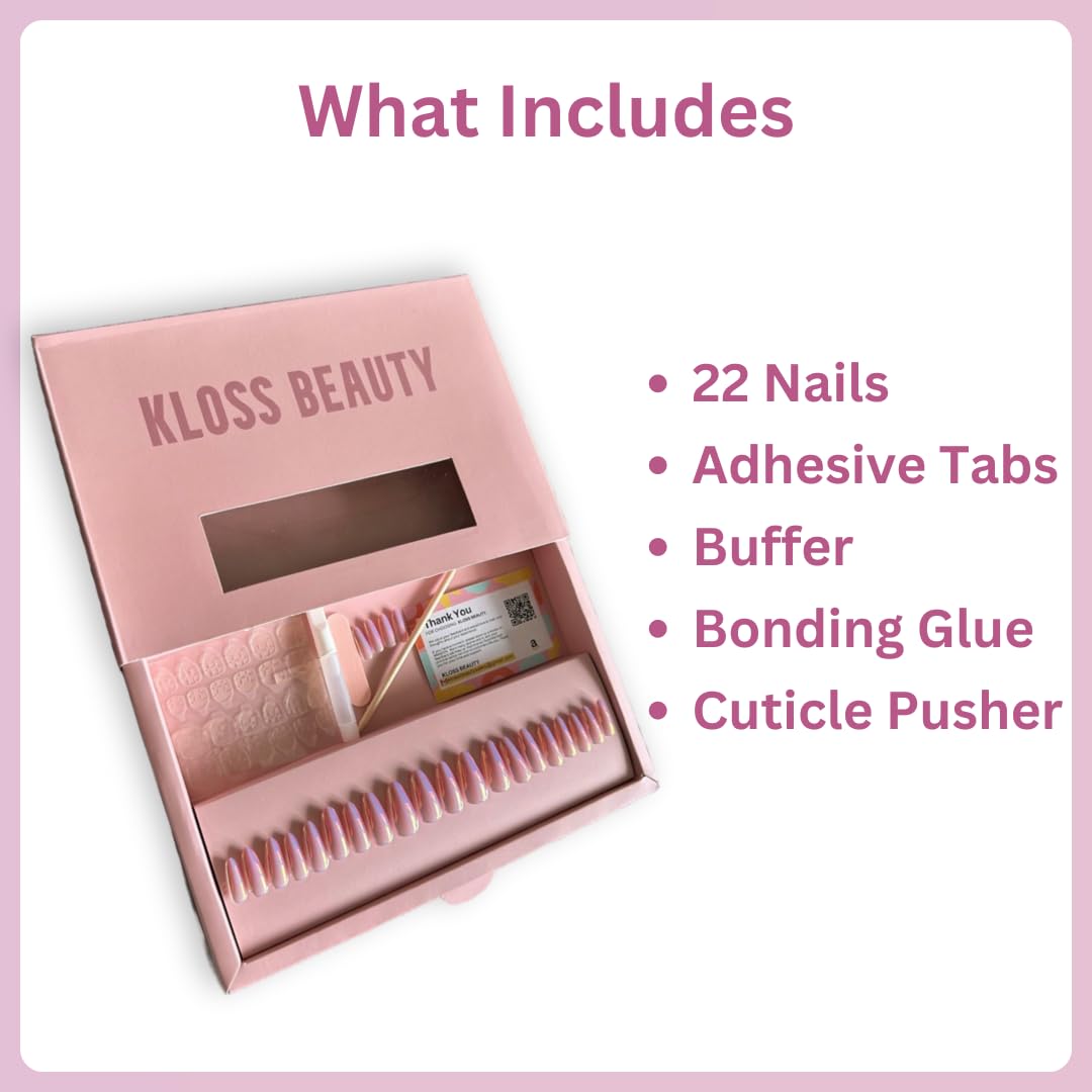KLOSS BEAUTY Vampire Diaries Short Square Press-On Nails - 22 Reusable Fake Nails Set (24 Pieces, Maroon) | Easy DIY Manicure for Parties, Halloween & Special Occasions