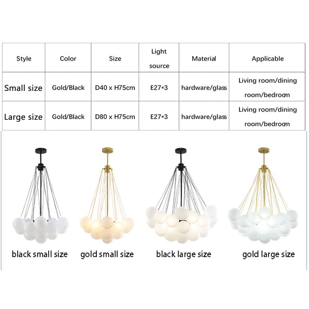 Modern White Frosted Glass LED Pendant Light - 19 Balloon Design Chandelier for Living Room & Dining Room - Gold Finish 110V-120V - Perfect for Home, Restaurant and Office Lighting Decor
