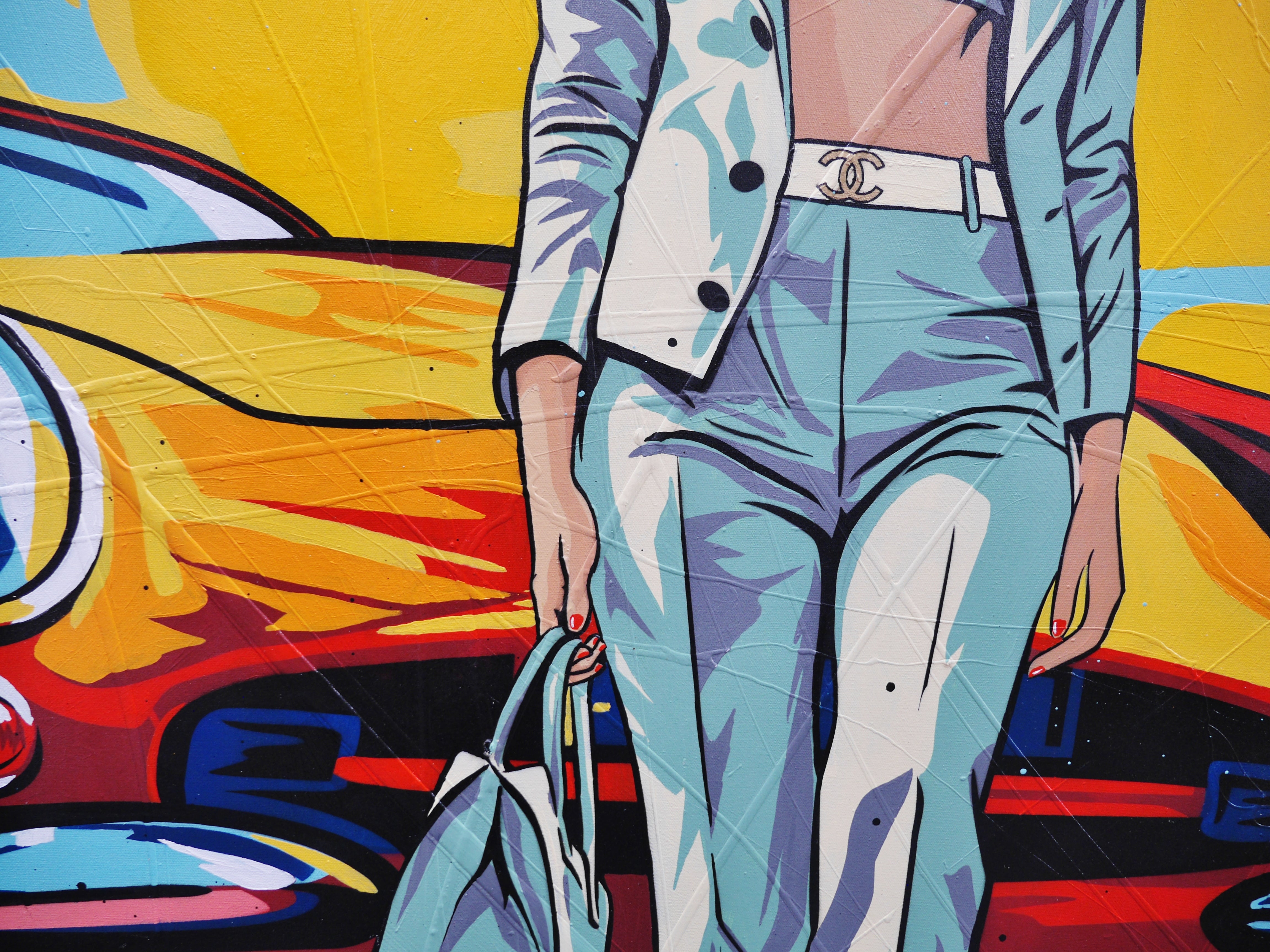 Bye Felicia 200cm x 120cm Textured Classic Pop Art Canvas - Large Modern Wall Decor for Living Room, Bedroom & Office - Unique Handmade Painting for Home & Commercial Spaces