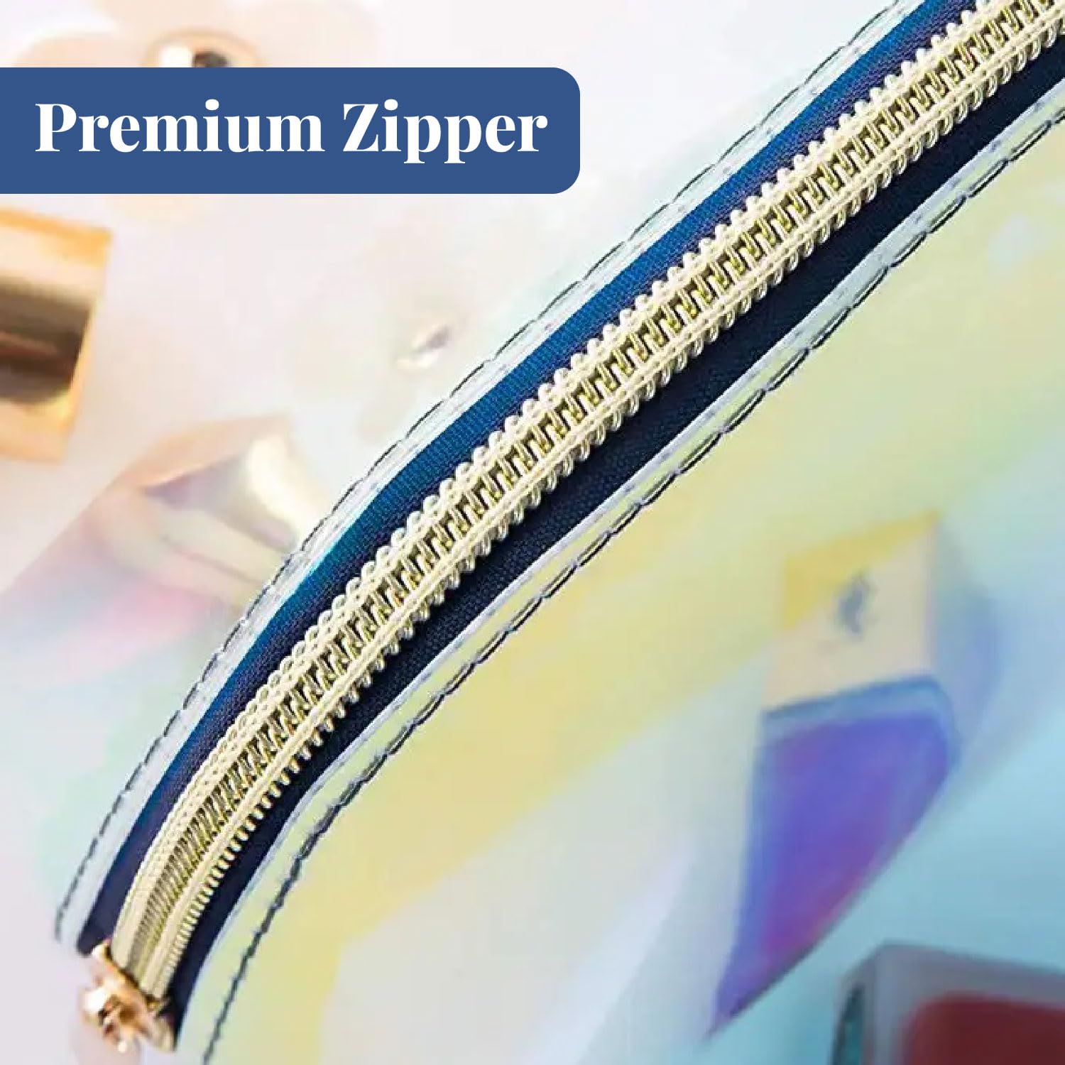 Holographic Makeup Travel Pouch with Zipper - Small Toiletry Cosmetic Organizer Bag (7cm) for Makeup Brushes, Lipsticks & Travel Essentials | Perfect for Gym, Vacation & Daily Use