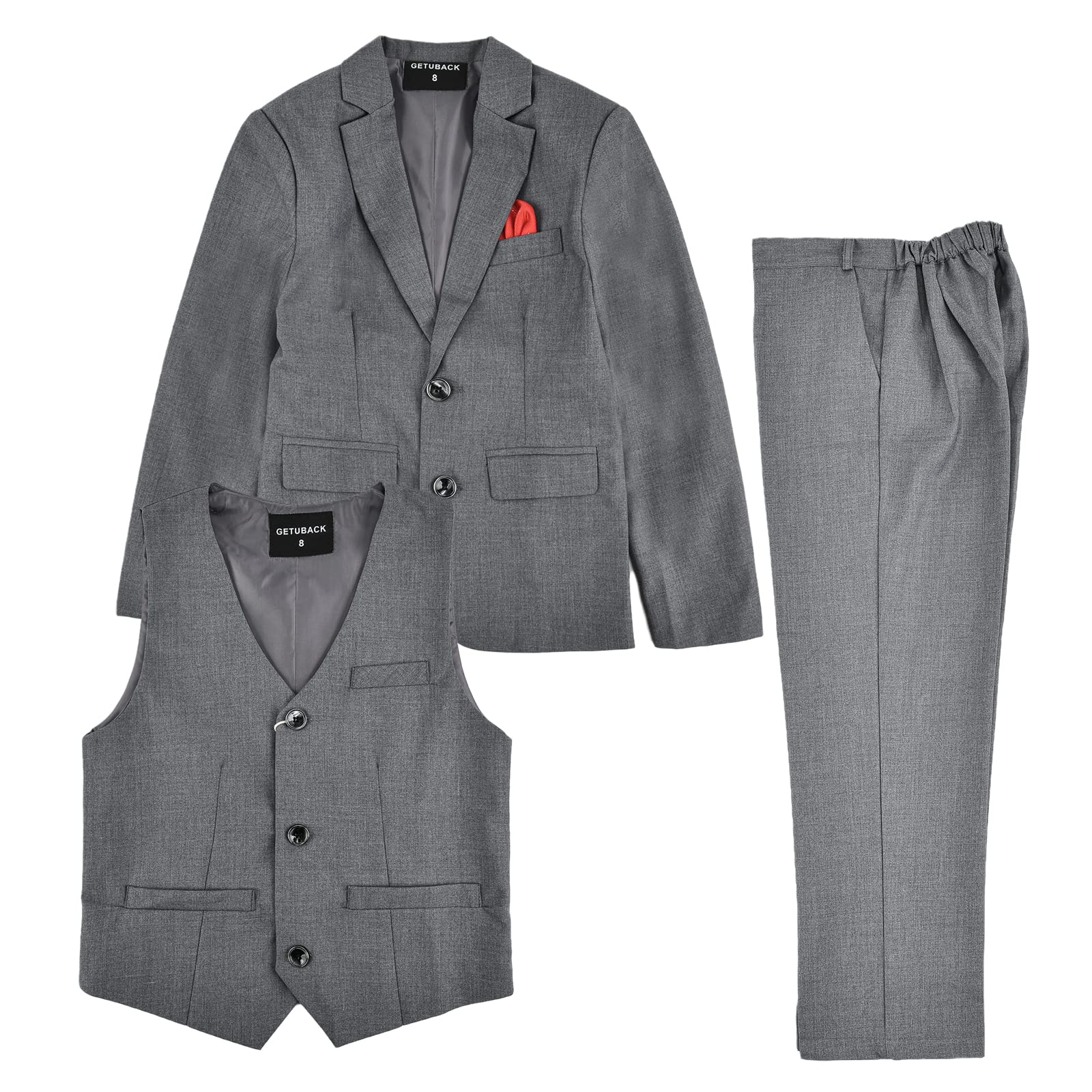 Boys' 3-Piece Formal Suit Set - Blazer, Vest & Dress Pants for Kids | Party, Wedding, Christmas Outfits | Perfect for School Events, Family Photos & Special Occasions