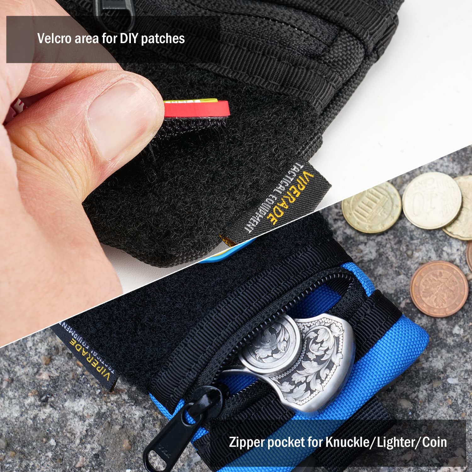 VIPERADE VE13 Mini EDC Pouch - Compact 3-Pocket Organizer with Hook & Loop Panel, Small Multitool Bag for Everyday Carry (EDC) - Perfect for Tactical Gear, Camping, Hiking & Outdoor Adventures