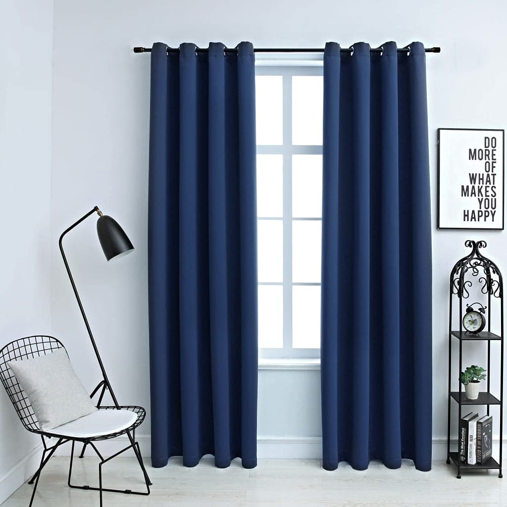 CHARMMA Blackout Curtains with Rings - 2 Panels Navy Blue 54x84 Inches Thermal Insulated Room Darkening Drapes for Bedroom & Living Room - Heavy Duty Fabric (1.72KG)
