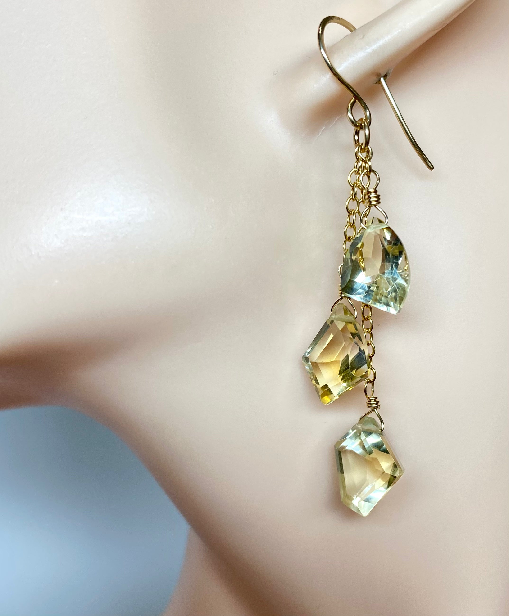 Gold Filled Citrine Fancy Cut Gemstone Tassel Earrings for Women | Elegant Dangle Drop Jewelry for Party, Wedding & Special Occasions