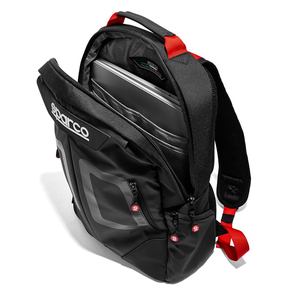 Sparco Medium Backpack for Men & Women - Durable Black & Blue Laptop Backpack for Work, School, Travel & Outdoor Adventures