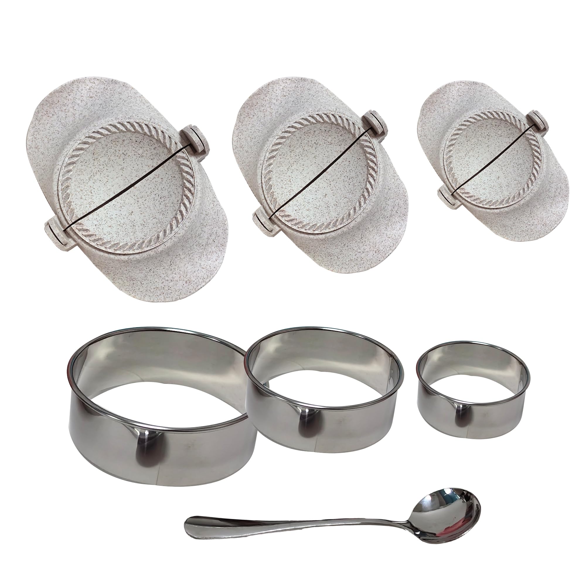 Premium Empanada Maker Press Kit - 3-in-1 Dumpling, Pierogi & Empanada Dough Press with 4