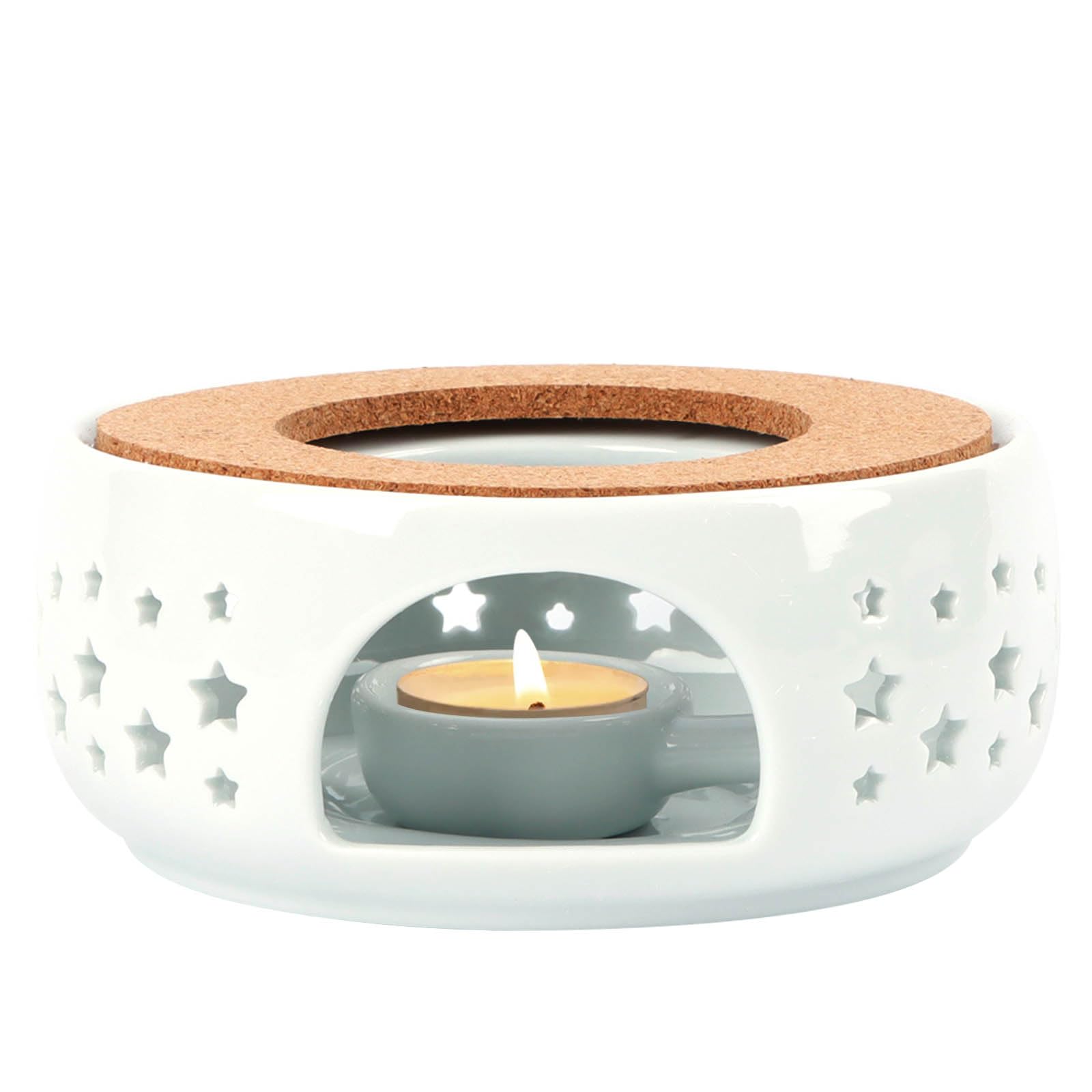 KAYCROWN Ceramic Teapot Warmer with Tealight Holder - White Tea Light Heater for Coffee, Milk Tea & Hot Beverages | Perfect for Home, Office & Tea Party Use