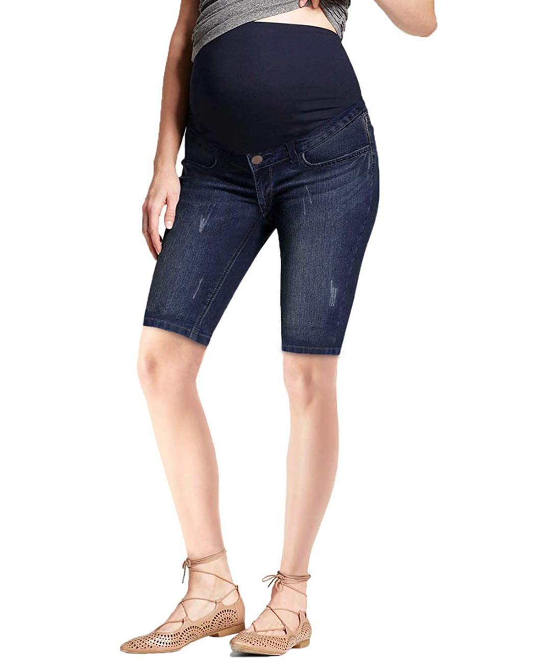 Hybrid Women's Super Comfy Stretch Maternity Bermuda Shorts - Perfect for Pregnancy, Postpartum & Everyday Wear