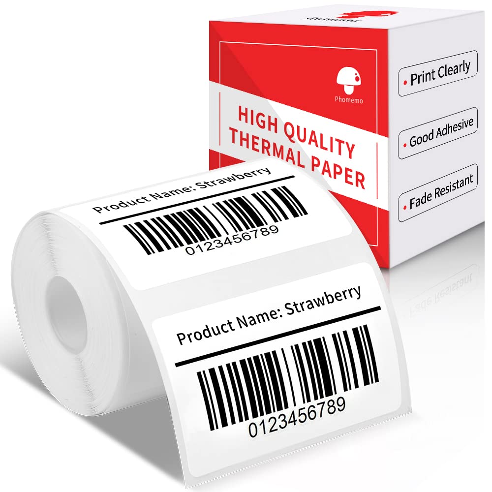 Phomemo M110 Thermal Label Paper 40x30mm - Compatible with Phomemo M110, M200, M120, M220 Label Printers - Self-Adhesive Sticker Roll for Retail, Shipping & Office Use (230pcs/Roll) - Perfect for Cashier, Inventory & Package Labeling