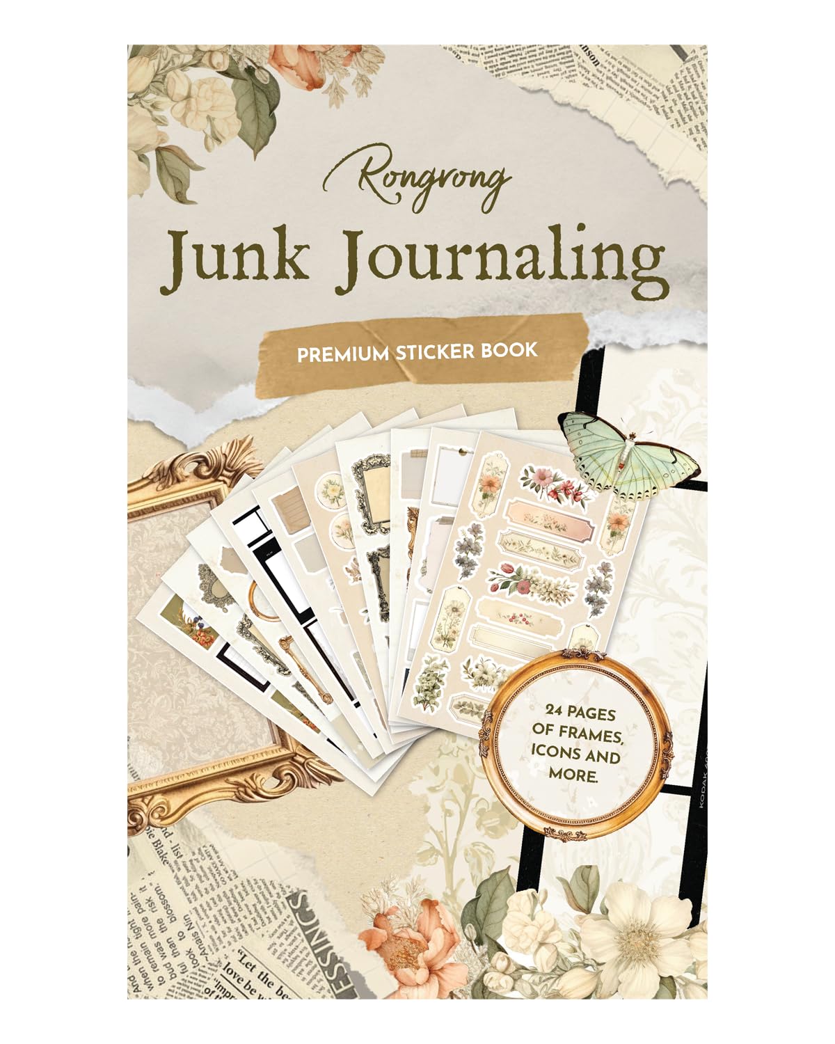 Premium Hand-Drawn Junk Journal Stickers - 24-Page Planner Sticker Book for Bullet Journals, Scrapbooks & Vision Boards - Aesthetic Scrapbooking Accessories for Creative Planning & Memory Keeping