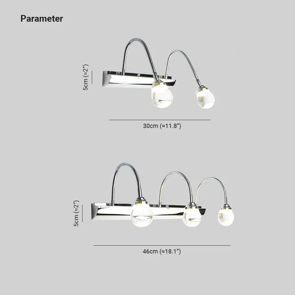 Silver Spring Pipe Bathroom Wall Lights - Modern Vanity Sconce Lighting for Bathroom Mirror, Bedroom & Makeup Area - Waterproof IP44, Dimmable LED