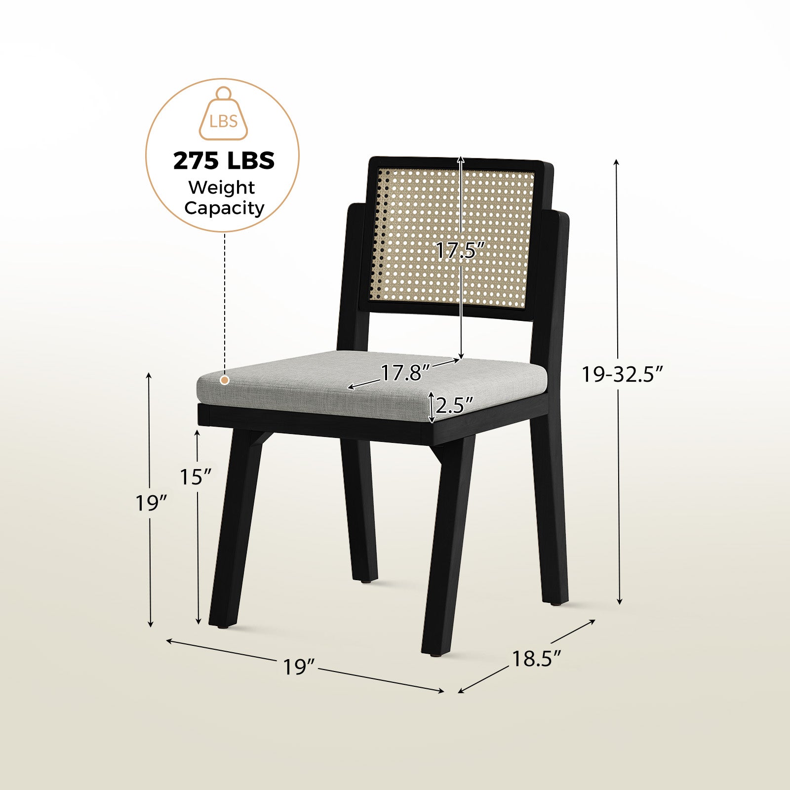 Elazar Modern Woven Rattan Dining Chair with Backrest - Indoor/Outdoor Use - Patio, Dining Room, Kitchen, Restaurant - Comfortable & Stylish Seating Solution