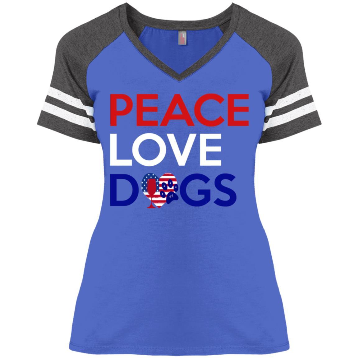 Peace Love Dogs Women's V-Neck T-Shirt - Cute Casual Graphic Tee for Dog Lovers | Perfect for Everyday Wear, Dog Walks & Pet Lover Gifts