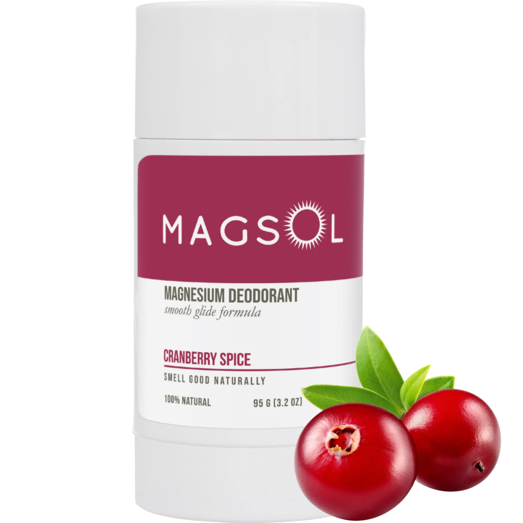 MAGSOL Natural Deodorant for Women & Men - Aluminum Free, Baking Soda Free, Hypoallergenic for Sensitive Skin (Cranberry Spice) | Ideal for Gym, Work & Daily Freshness
