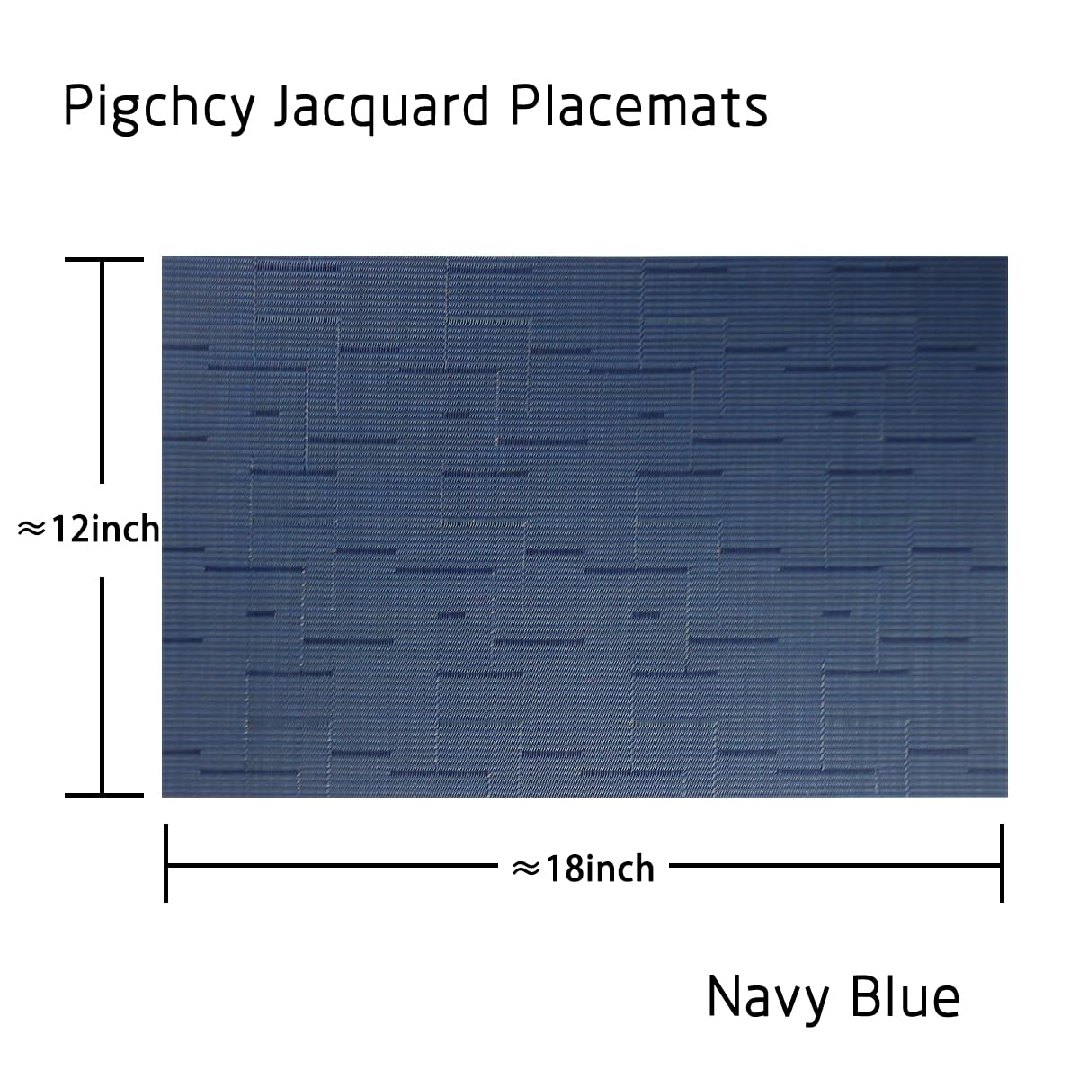 PIGCHCY Washable Durable Woven Vinyl Placemats Set of 6 - Heat Resistant Plastic Table Mats 18x12 Inches for Dining Table, Kitchen & Outdoor Use (Midnight Blue)