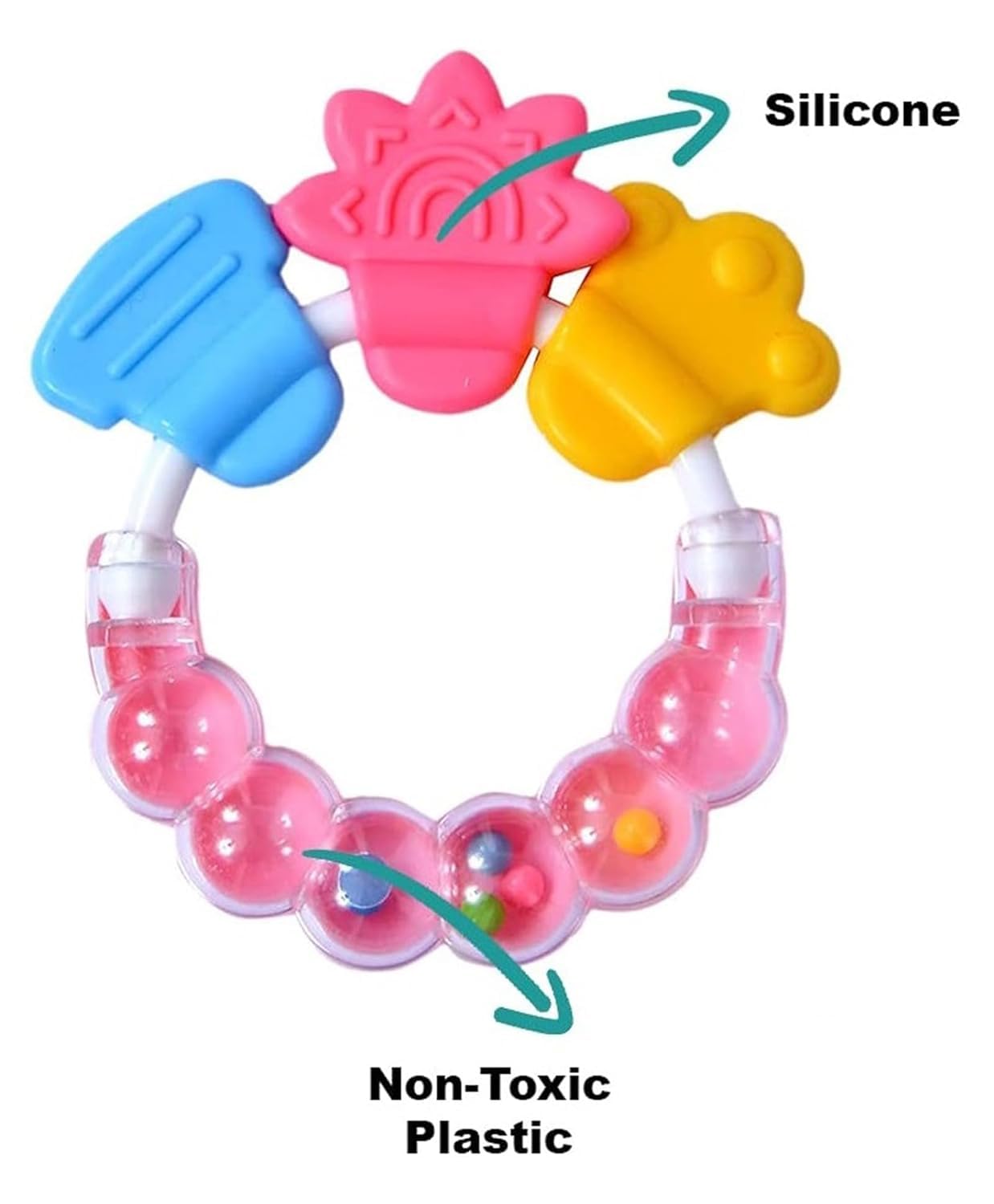 Kritiu Banana Shape Baby Brush & Rattle Teether Set - Soft Silicone Teething Toy for Infants | BPA-Free, Non-Toxic & Easy to Clean | Perfect for Soothing Sore Gums & Sensory Play (Yellow & Pink) | Ideal for Home, Travel & Daycare Use