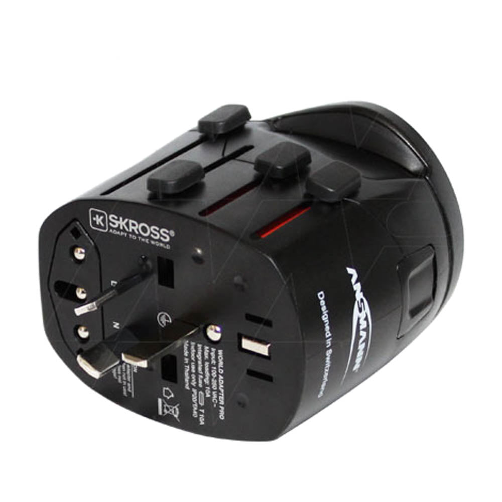 Ansmann All In 1 Universal Travel Adapter - Worldwide Charger for 150+ Countries | Perfect for Business Trips, Vacations & International Travel