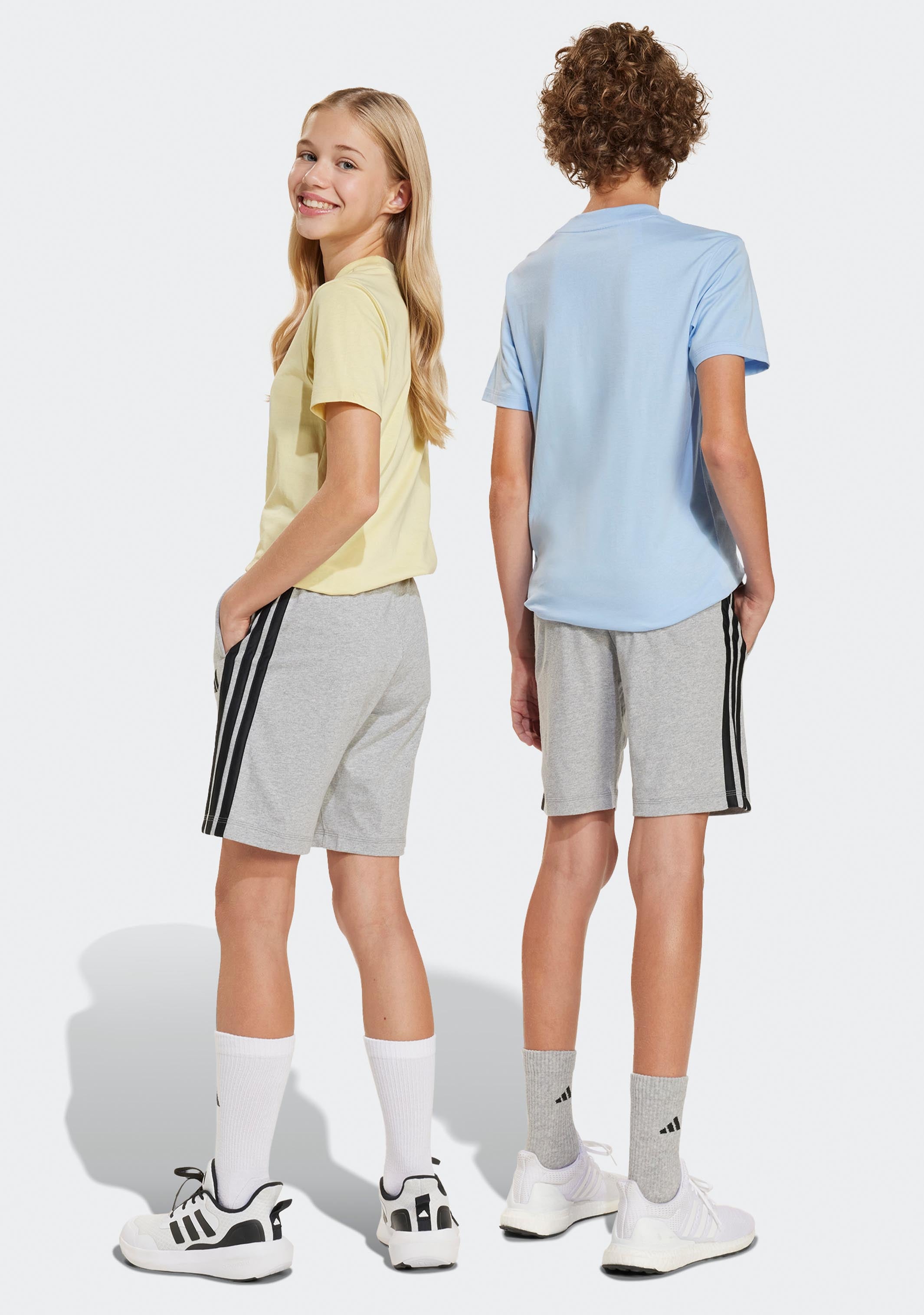 Adidas Kids' Essential 3 Stripes Knit Shorts - Comfortable Athletic Shorts for Boys & Girls - Perfect for Sports, Play & Everyday Wear
