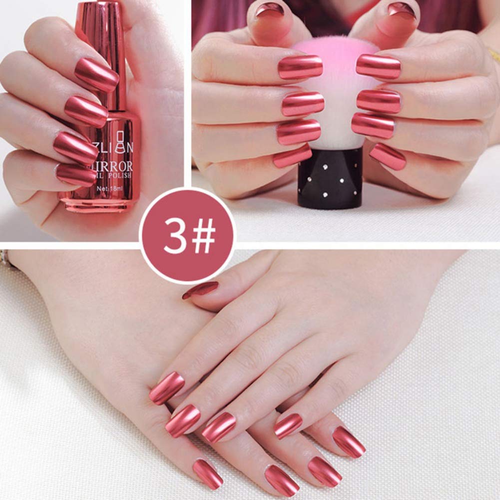 18ml Metallic Mirror Effect Nail Polish - Silver Glitter Long-Lasting Non-Peelable Varnish for Mirror Nails | Perfect for Parties, Weddings & Special Occasions