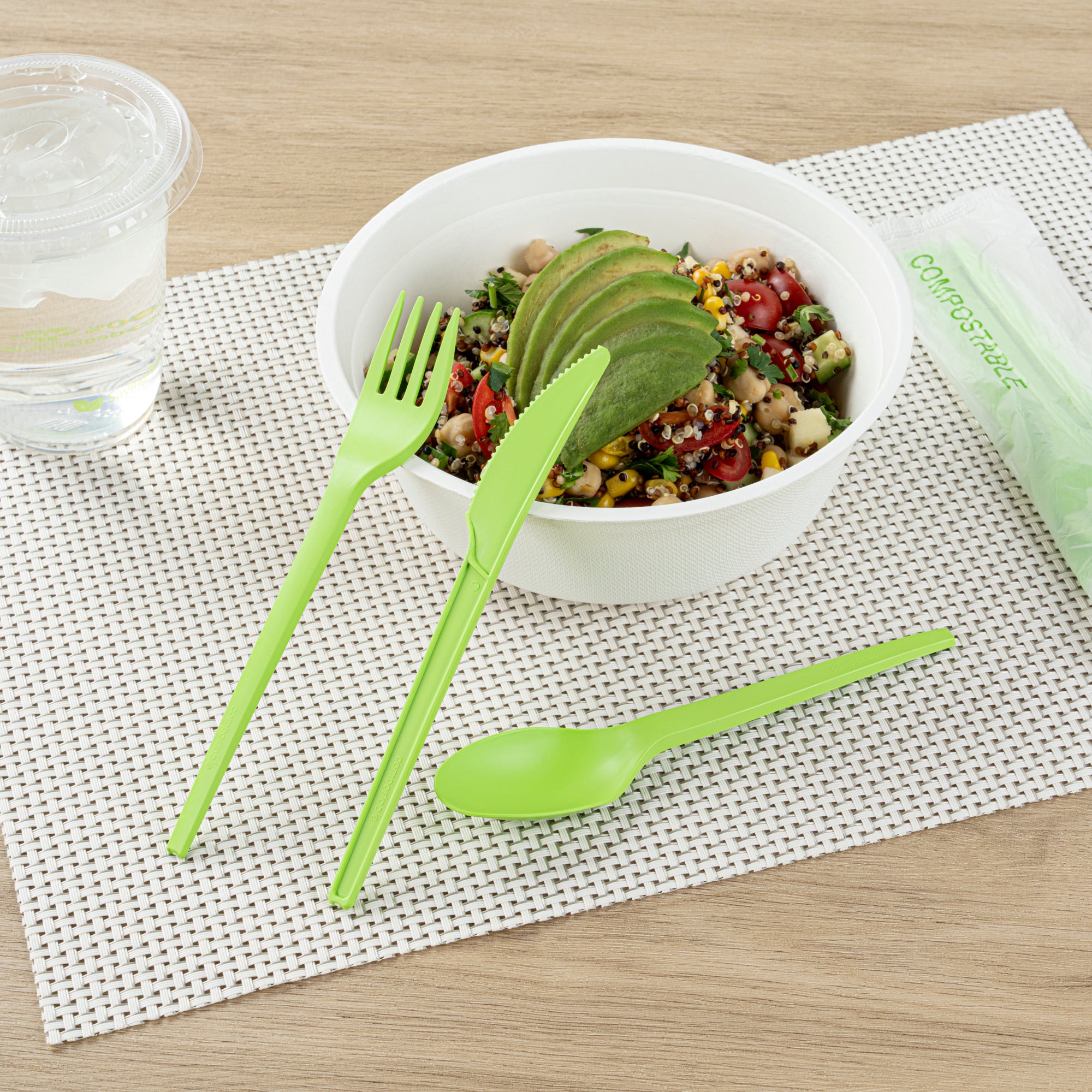 Eco-Friendly CPLA Plastic Cutlery Set - 100-Piece Compostable Utensils with Heat-Resistant Forks, Spoons & Knives | Perfect for Parties, Picnics & Sustainable Dining