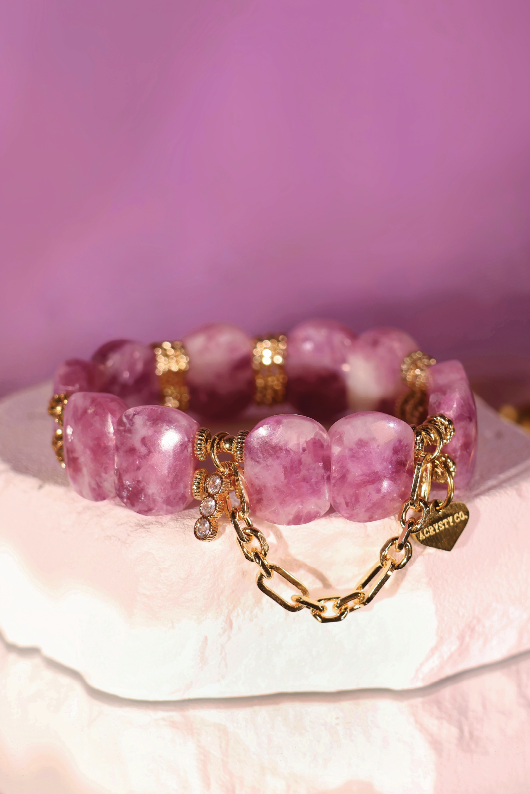 Mystic Glow ACD × Lepidolite Dreams Bracelet - Healing Crystal Jewelry for Stress Relief & Positive Energy, Perfect for Meditation, Yoga & Spiritual Wellness