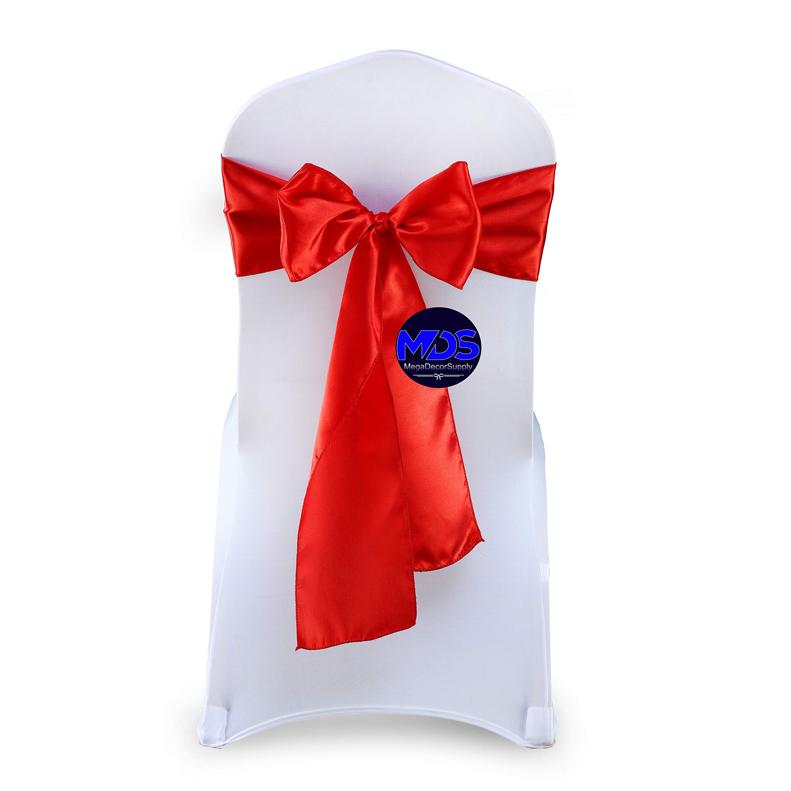 250 Pack Satin Chair Sashes - Elegant Bow Sash for Wedding Decorations, Party Supplies & Event Chair Covers (Red) - Perfect for Bridal Showers, Banquets and Special Occasions