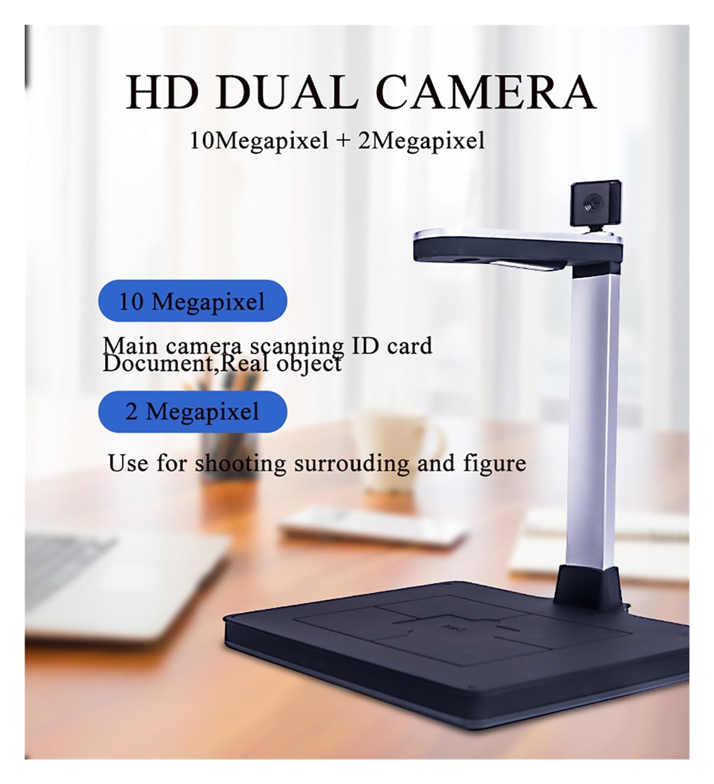 10MP HD Portable Document Scanner for Books & A4 Paper - OCR for Invoices, Teaching & Online Training | Compact Scanner for Laptop & PC Use at Home, Office or School