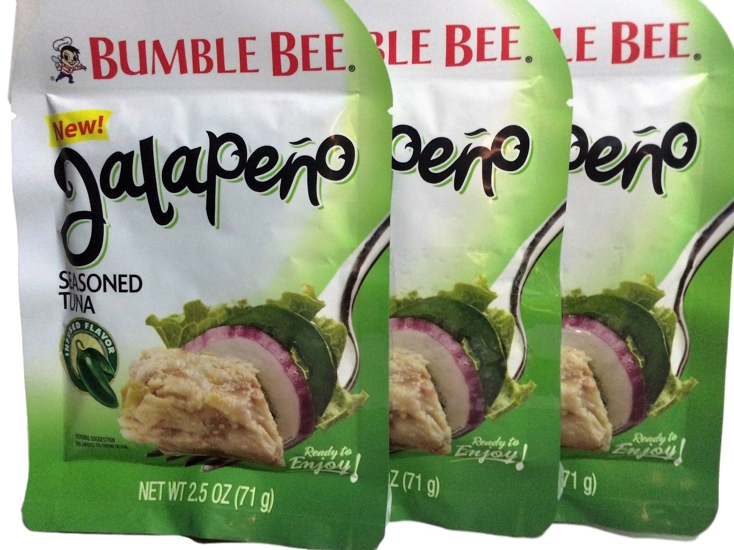 Bumble Bee Jalapeno Seasoned Tuna Pouch - 3 Pack (2.5 oz Each) | Spicy Canned Tuna for Sandwiches, Salads & Keto Meals | High Protein Snack On The Go